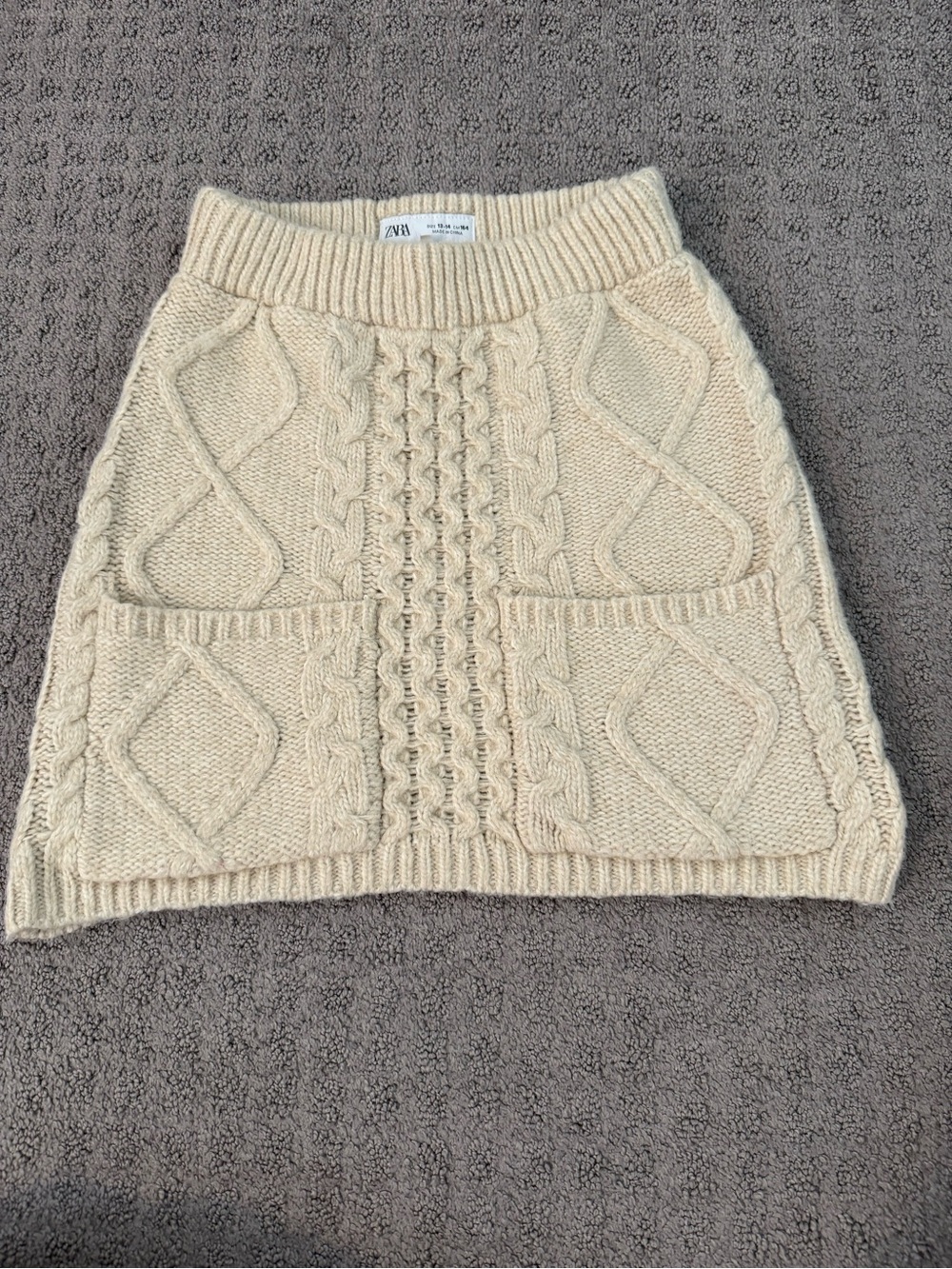 Zara Cream Cable Knit Pocket Mini Skirt